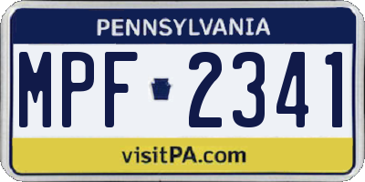 PA license plate MPF2341