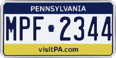PA license plate MPF2344