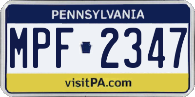PA license plate MPF2347