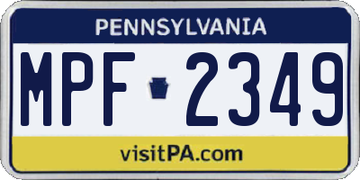 PA license plate MPF2349
