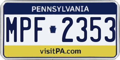PA license plate MPF2353