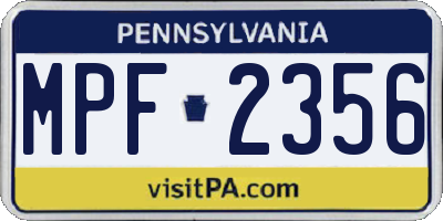 PA license plate MPF2356