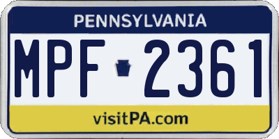 PA license plate MPF2361