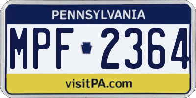 PA license plate MPF2364