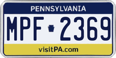 PA license plate MPF2369