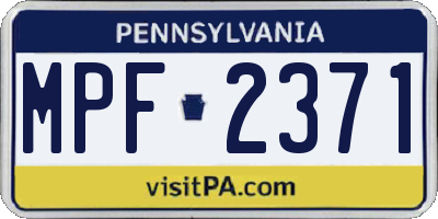 PA license plate MPF2371