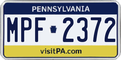 PA license plate MPF2372