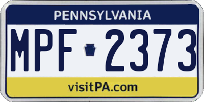 PA license plate MPF2373