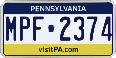 PA license plate MPF2374