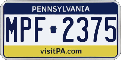 PA license plate MPF2375