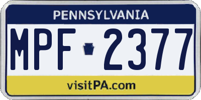 PA license plate MPF2377