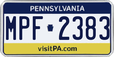 PA license plate MPF2383