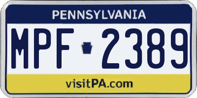 PA license plate MPF2389