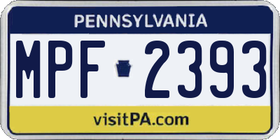 PA license plate MPF2393