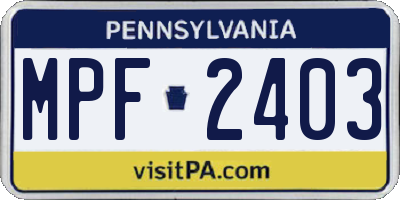 PA license plate MPF2403