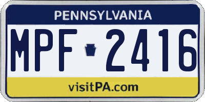 PA license plate MPF2416
