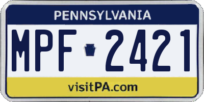 PA license plate MPF2421