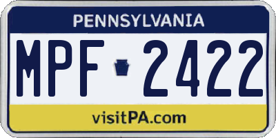 PA license plate MPF2422