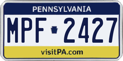 PA license plate MPF2427