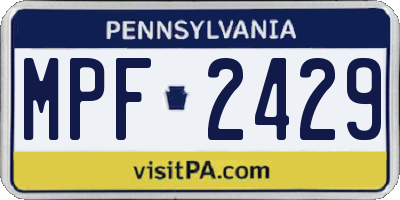 PA license plate MPF2429