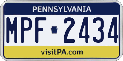 PA license plate MPF2434