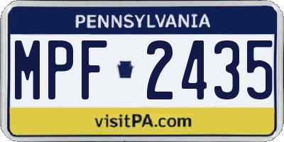 PA license plate MPF2435