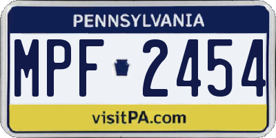 PA license plate MPF2454