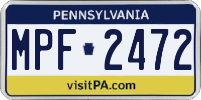 PA license plate MPF2472