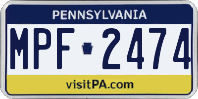 PA license plate MPF2474