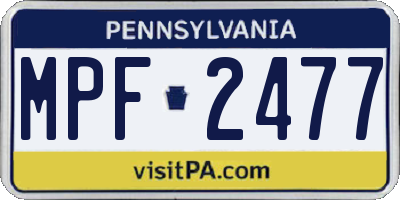 PA license plate MPF2477