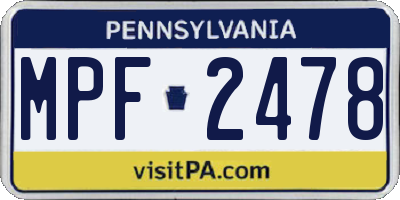 PA license plate MPF2478