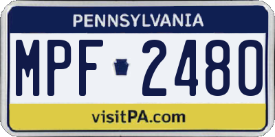 PA license plate MPF2480