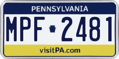 PA license plate MPF2481