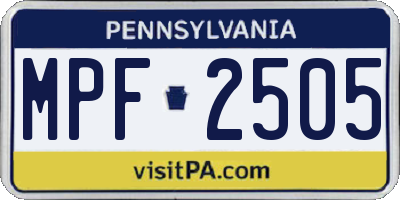 PA license plate MPF2505