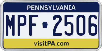 PA license plate MPF2506