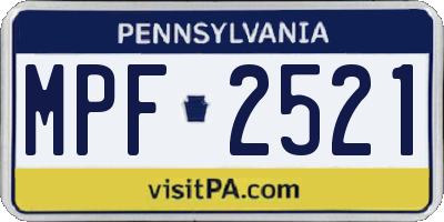 PA license plate MPF2521