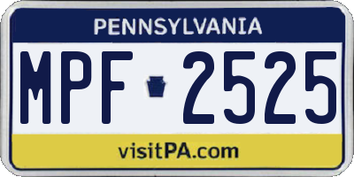 PA license plate MPF2525