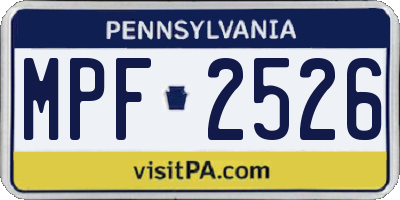 PA license plate MPF2526