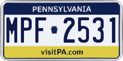 PA license plate MPF2531