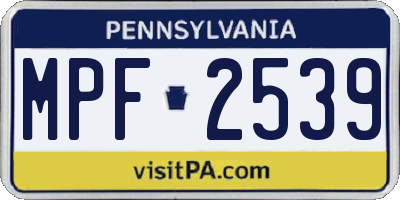 PA license plate MPF2539
