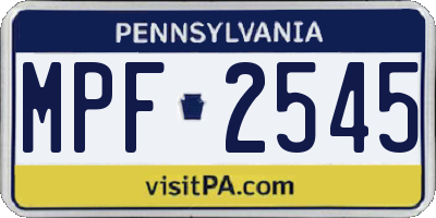PA license plate MPF2545