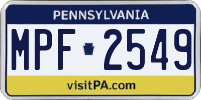 PA license plate MPF2549