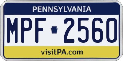 PA license plate MPF2560