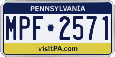 PA license plate MPF2571