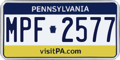 PA license plate MPF2577
