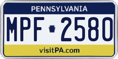 PA license plate MPF2580