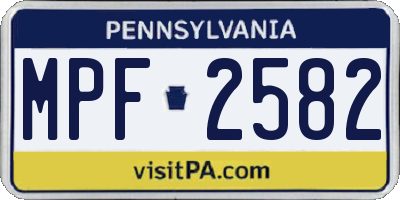 PA license plate MPF2582