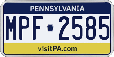 PA license plate MPF2585