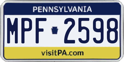 PA license plate MPF2598