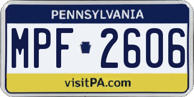 PA license plate MPF2606